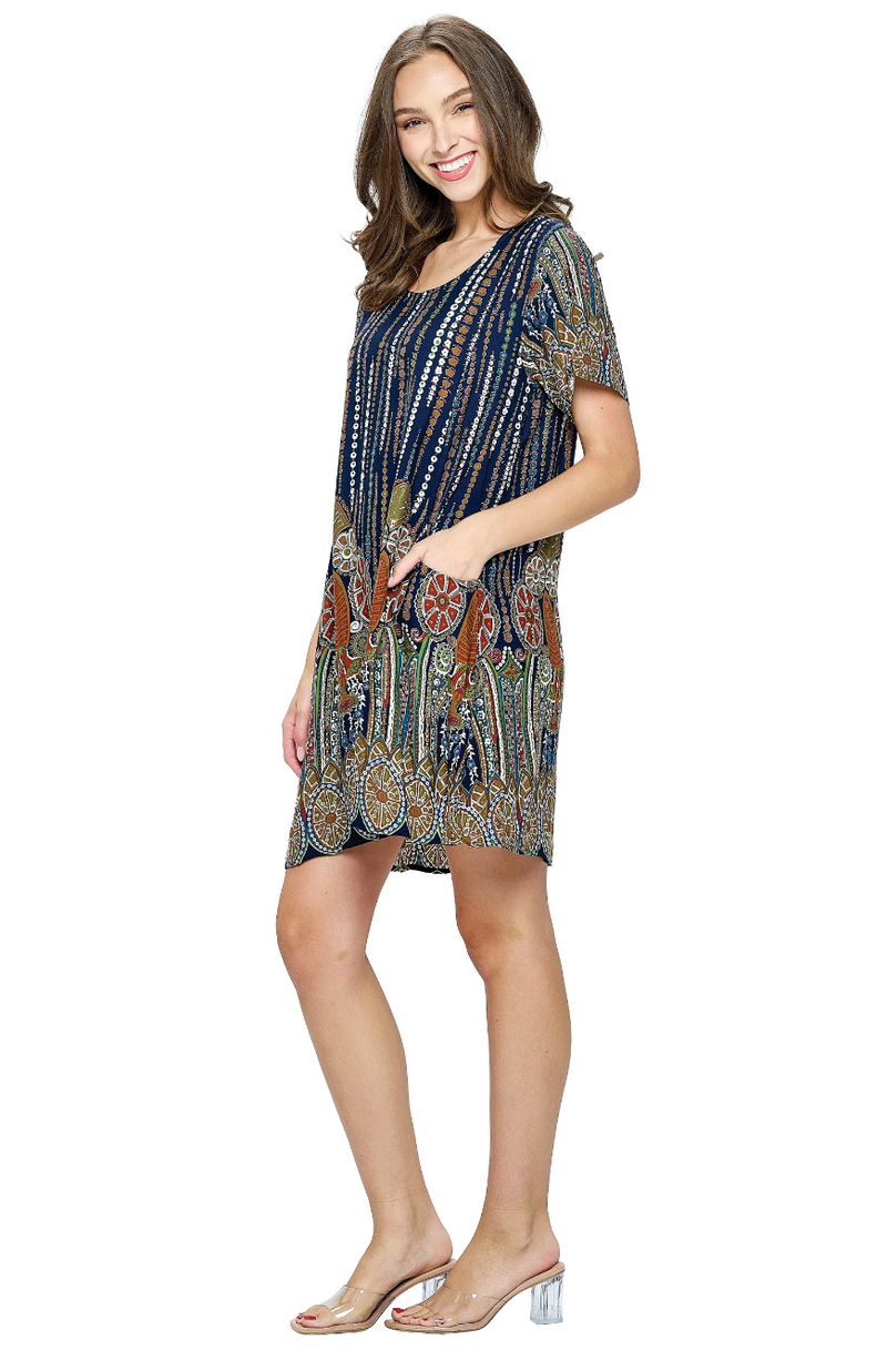 Floral Blue Pocket Dress