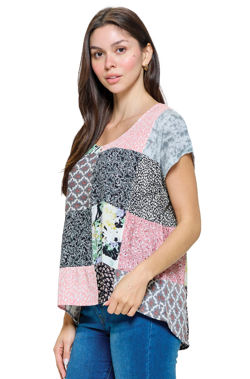 Pink Multi Patchwork Top