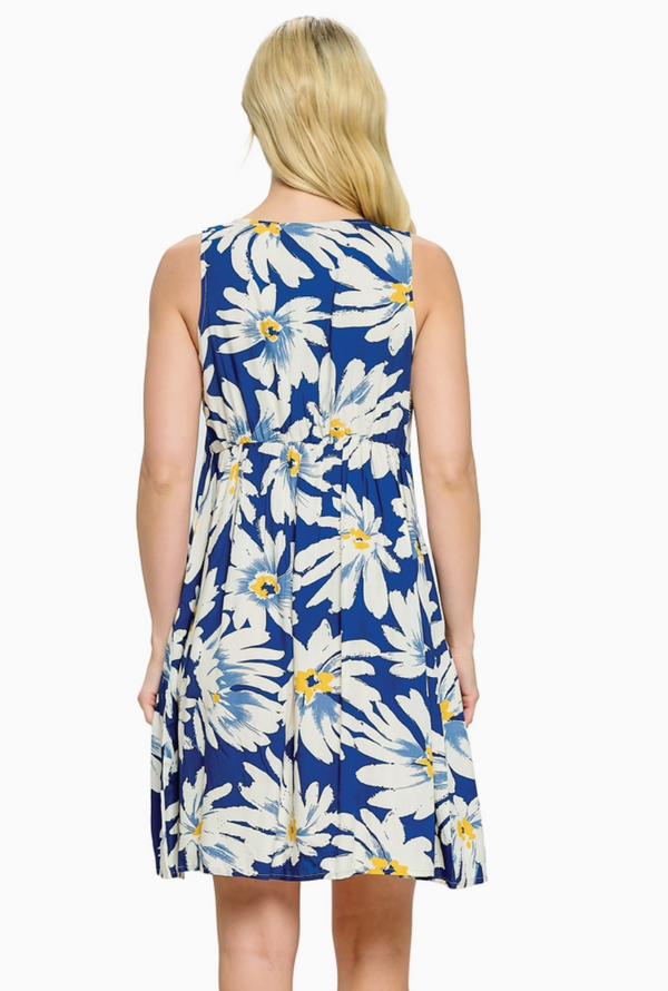 Floral Daisy Blue Dress