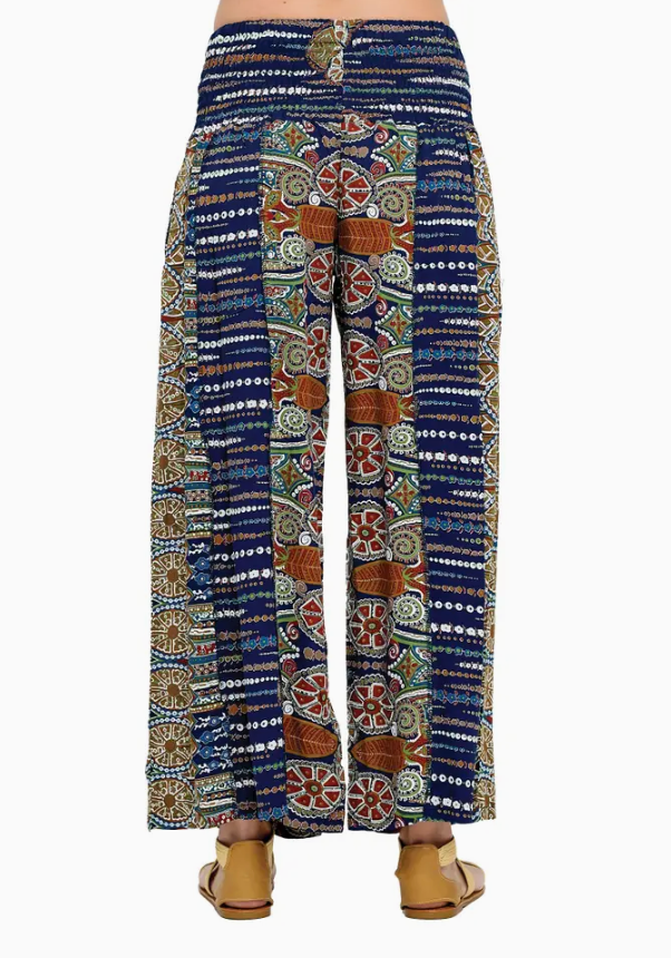 Loose Navy Floral Pant