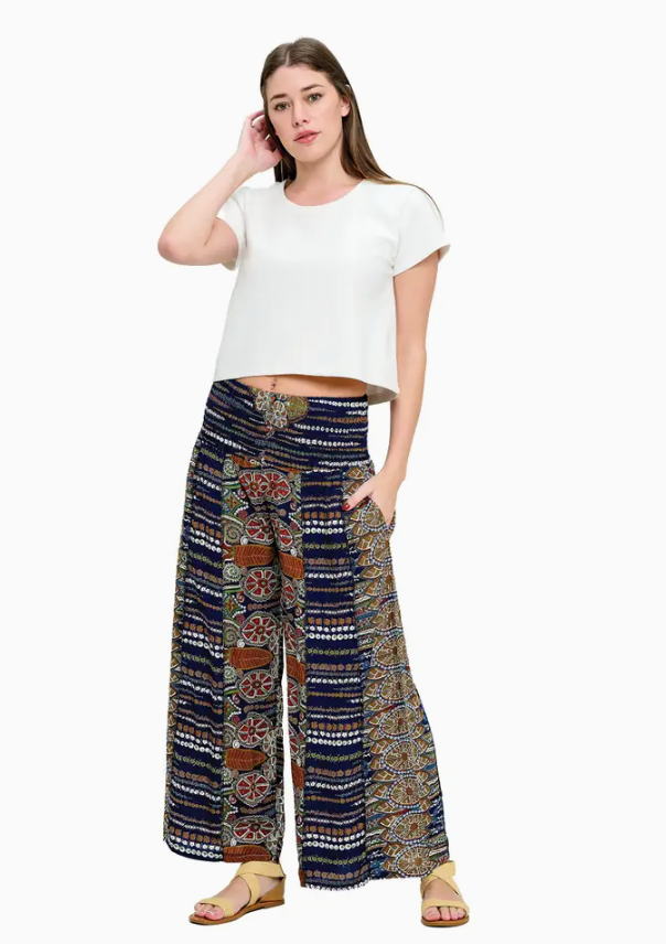 Loose Navy Floral Pant