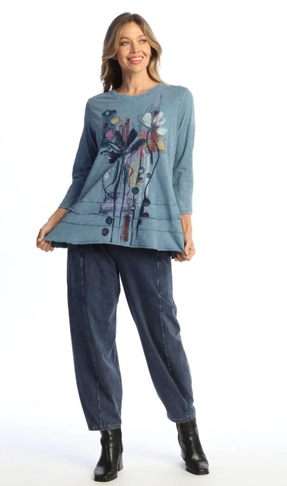 Blue Floral Layered Mineral Top