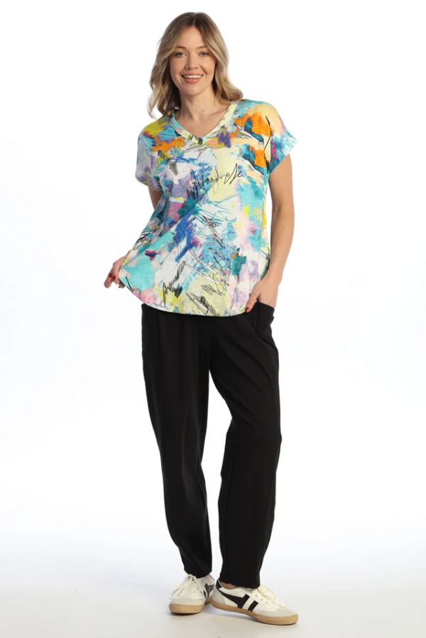 Kelly Abstract V-Neck Top