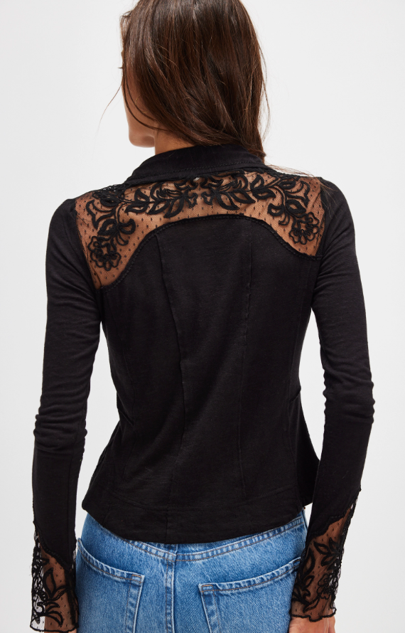 Black Rosebud Cuff Top