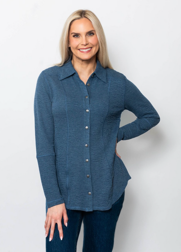 Indigo Seersucker Shirt