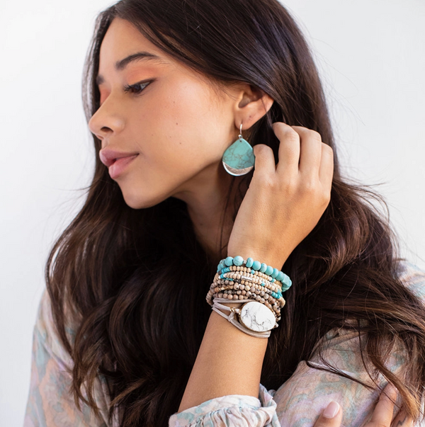 Turquoise Silver Dip Earring