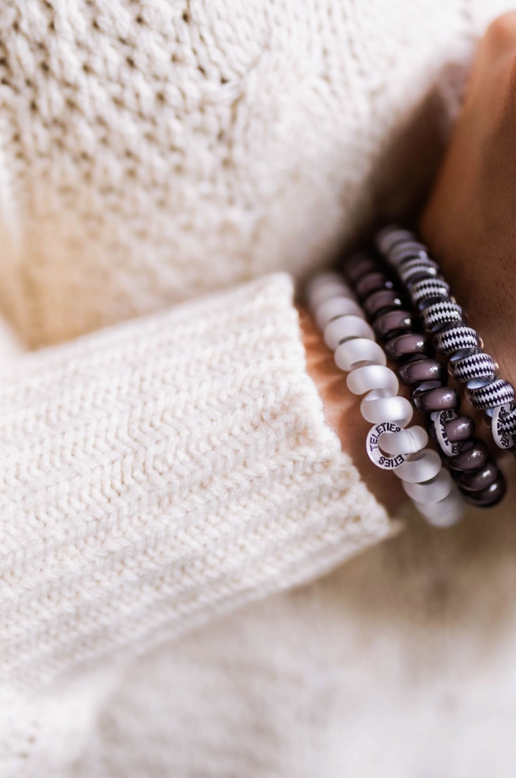 Silver Flames Large Hair Tie Set of 3