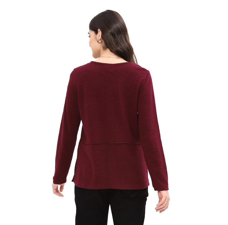 Wine Seam Scoop Neck Top