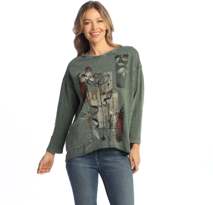 Olive Antigua Terry pocket Top