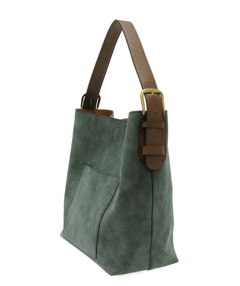 Dark Teal Suede Hobo Handbag