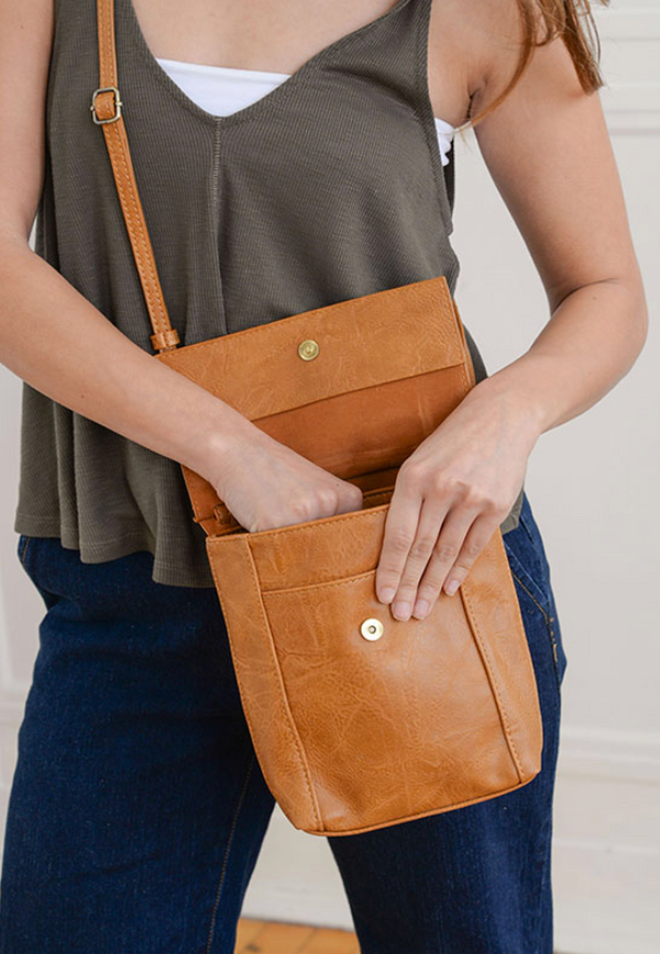 Chestnut Front Flap Crossbody Bag