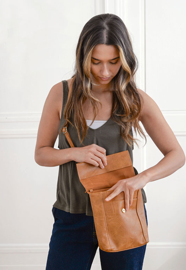 Chestnut Front Flap Crossbody Bag