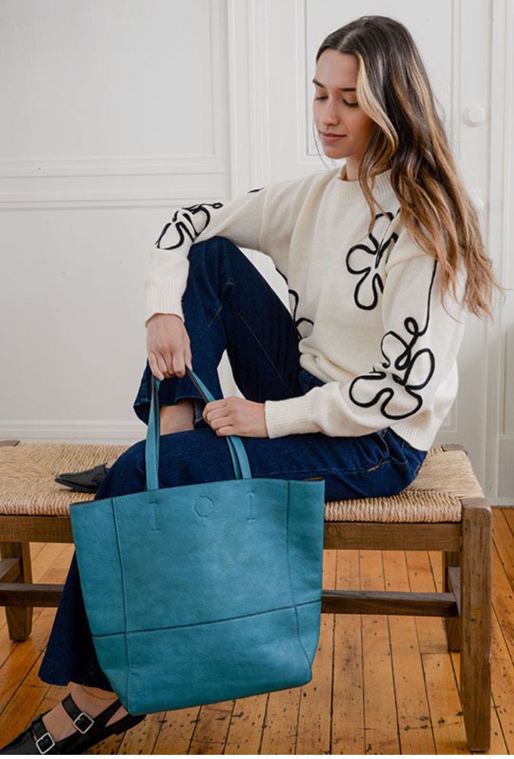Turquoise Raw Edge Tote