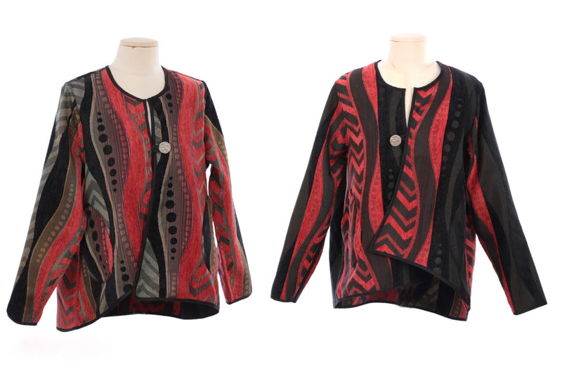 Red & Black Waves Reversible Jacket