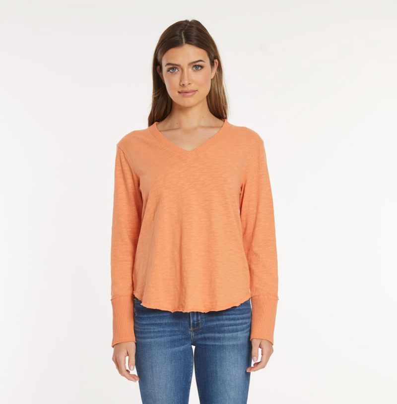 Apricot V-Neck Waffle Top