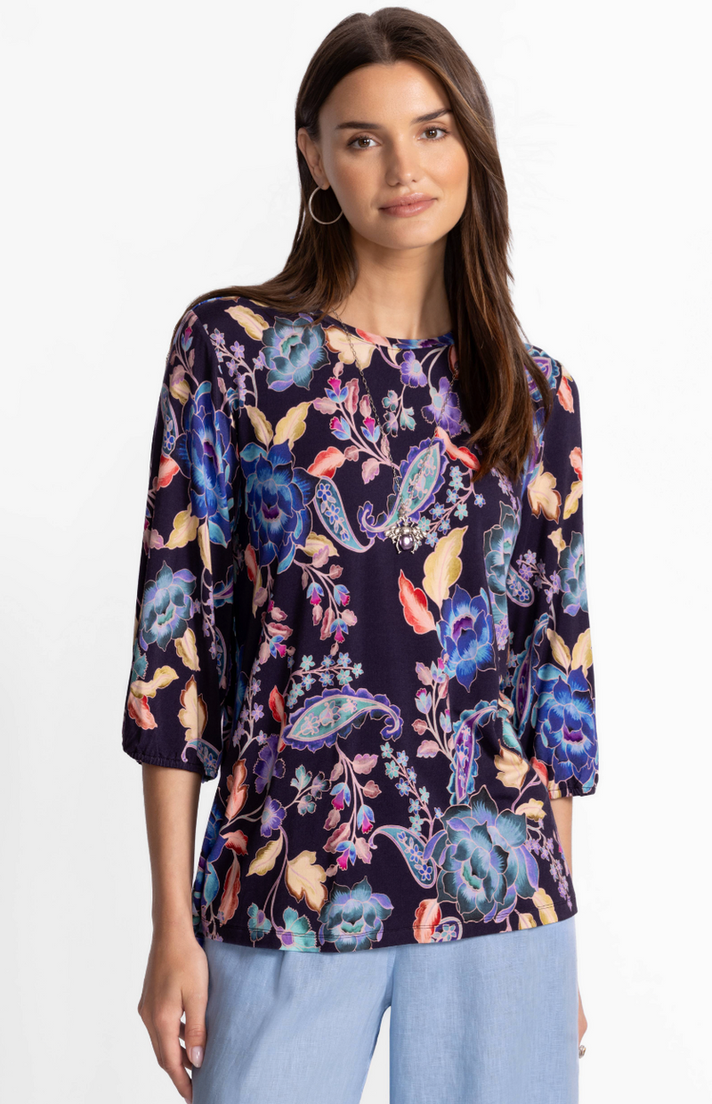 Navy Puff Sleeve Top
