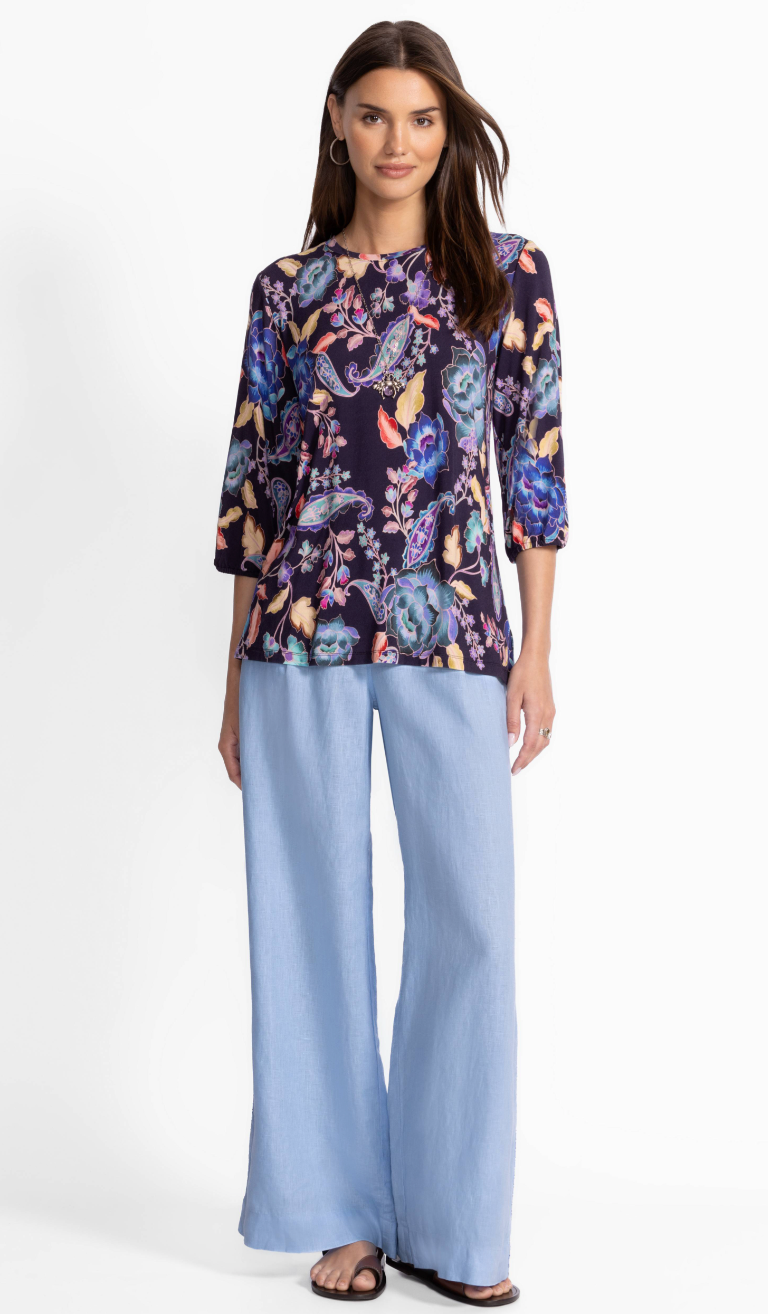 Navy Puff Sleeve Top