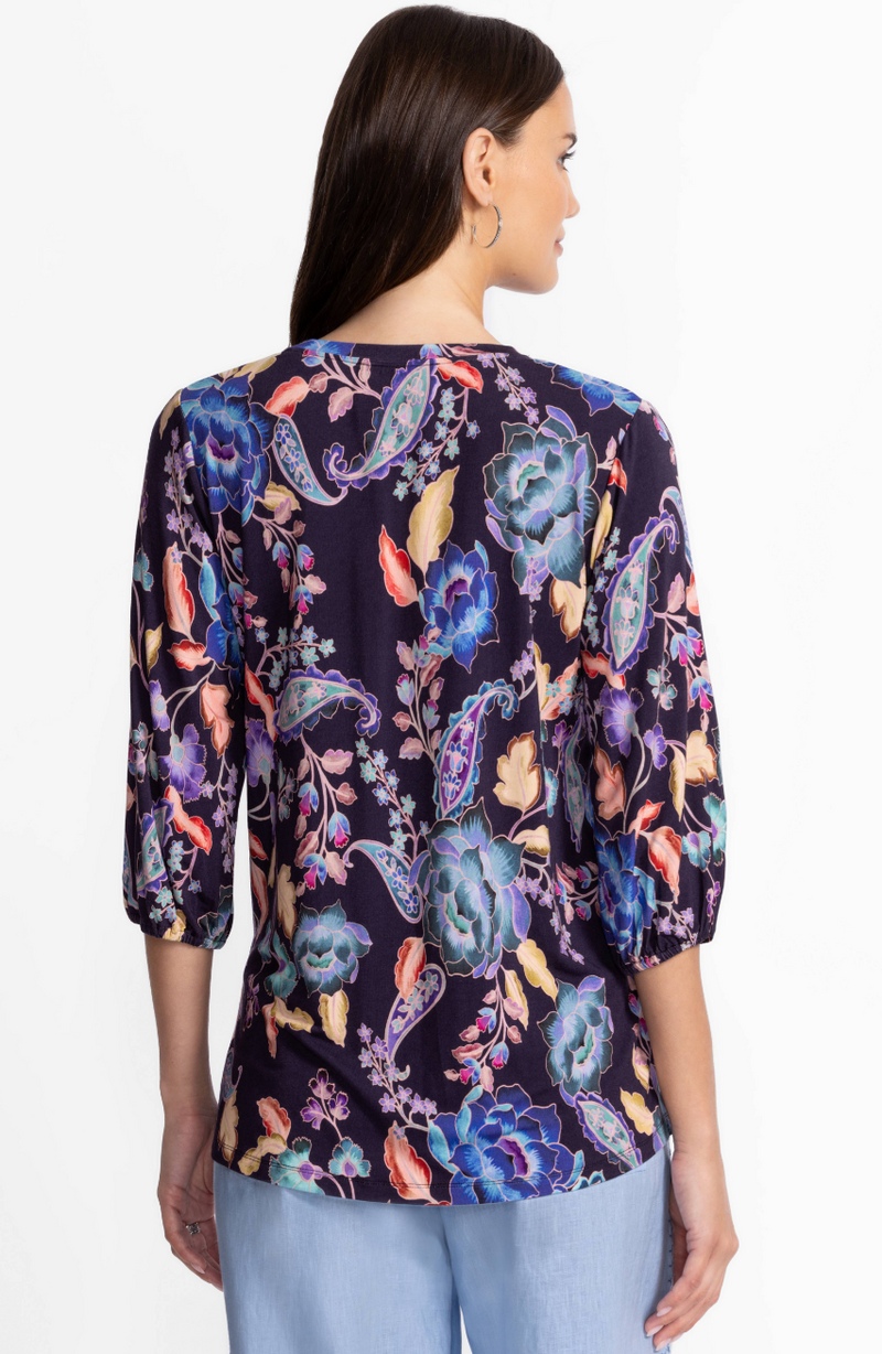 Navy Puff Sleeve Top