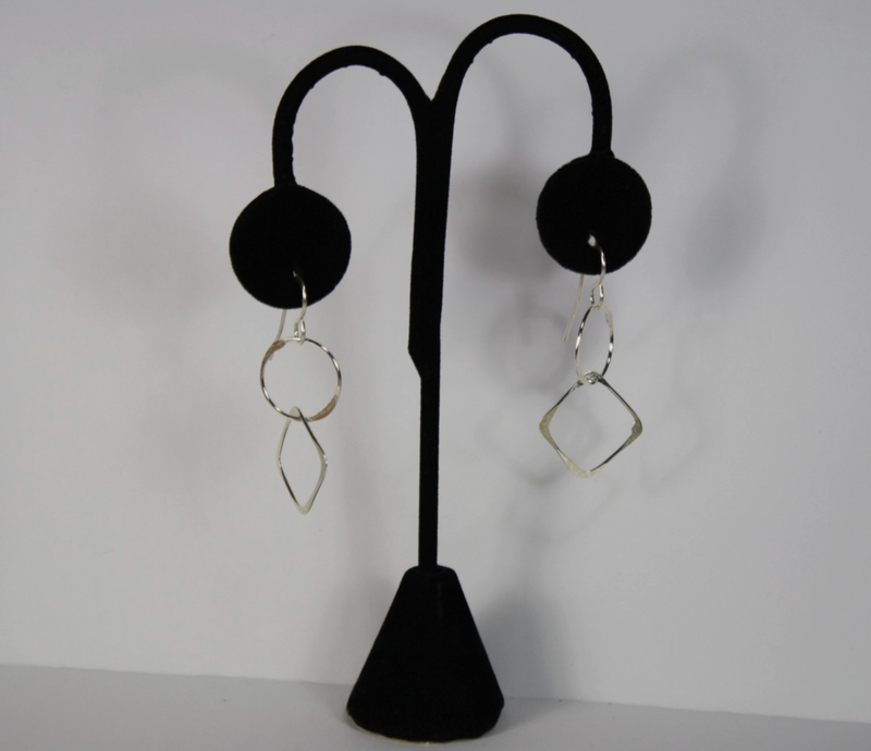 Sterling Silver Circle & Square Long Earring