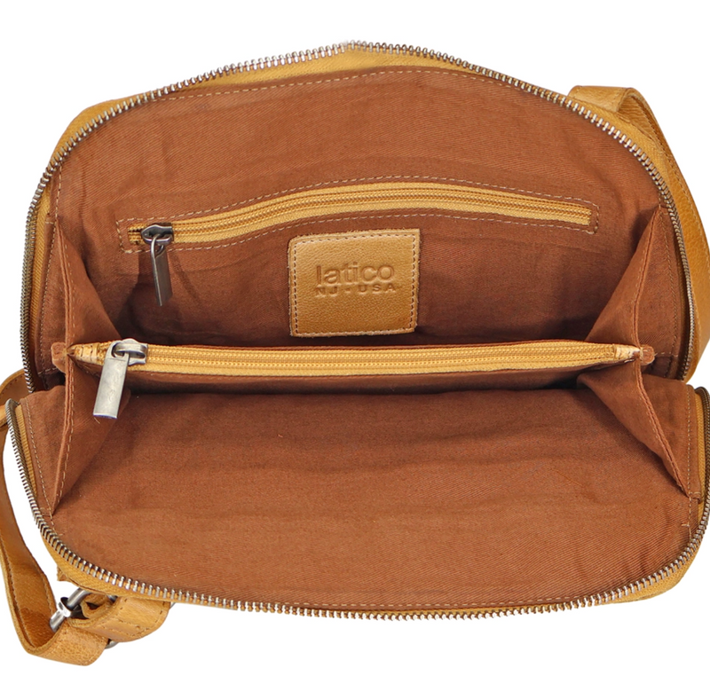 Camel Luna Leather Crossbody Bag