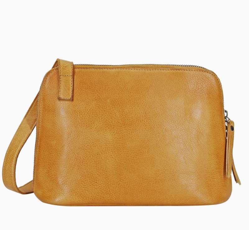 Camel Luna Leather Crossbody Bag