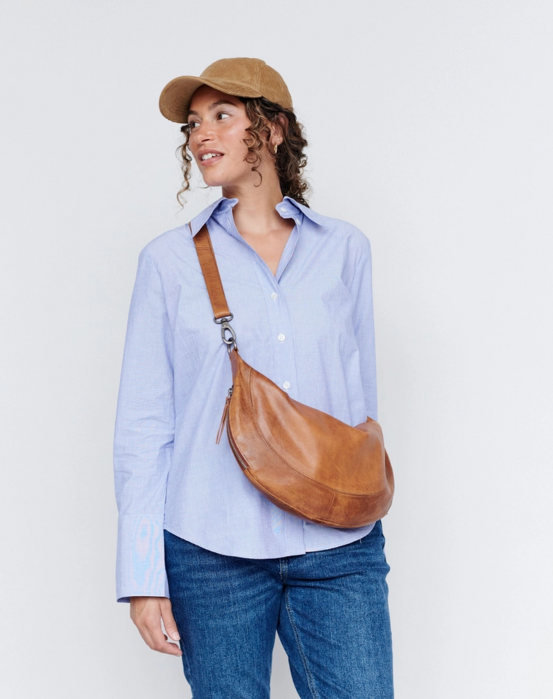 Denim Callie Handcrafted Leather Sling
