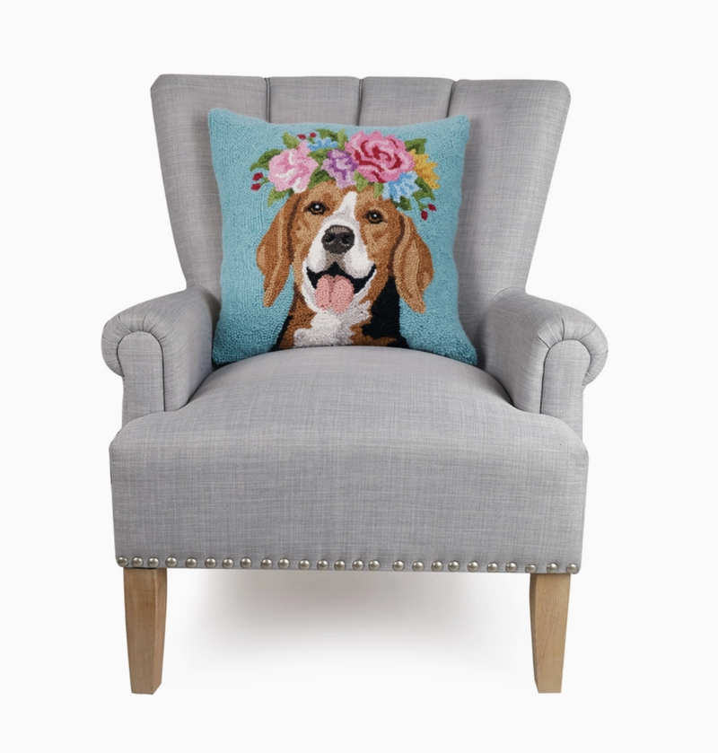 Floral Beagle Hook Pillow