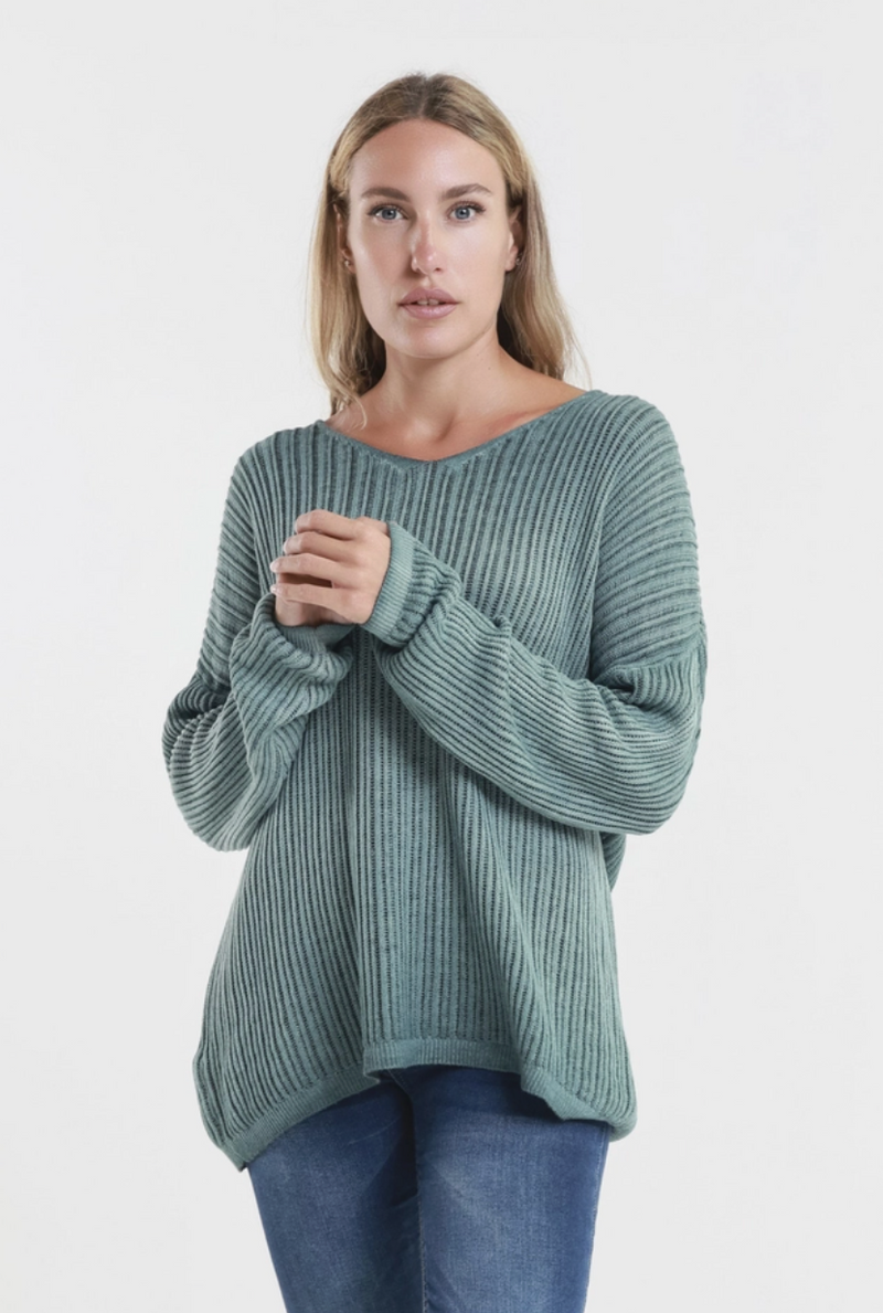 Teal Seriously Soft V-Neck Knit Sweater