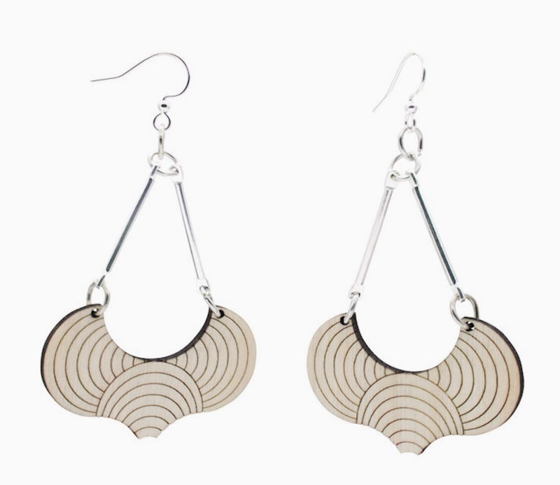 Arabesque Marble Wood Earring