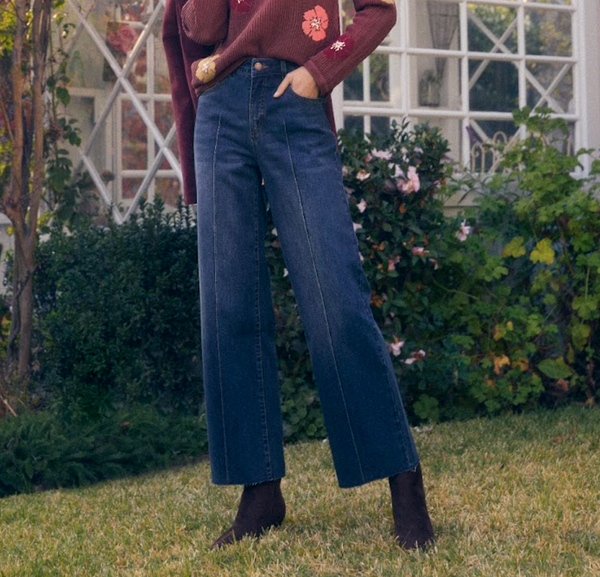 Dark Indigo Wide Ankle Jean
