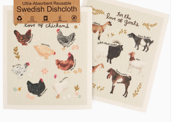 Love of Goats Swedish Dishcloth Set