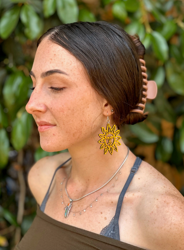 Sun Earrings Wood Earring