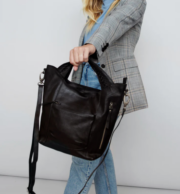 Black Mason Braid Leather Tote