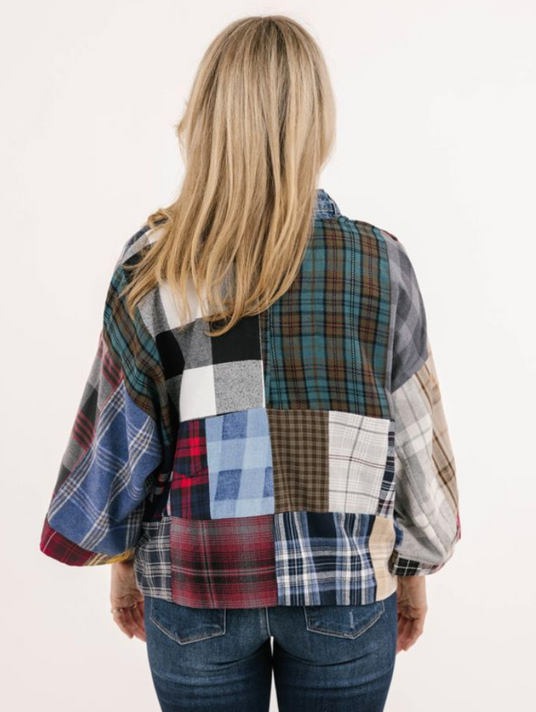 Plaid Navy Patch Jacket