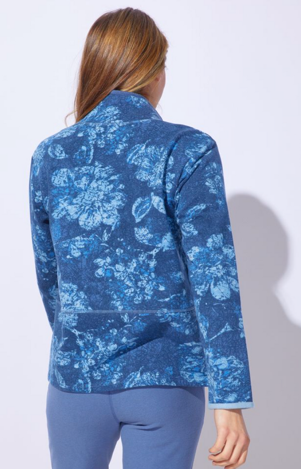Denim Floral Fleece Pullover