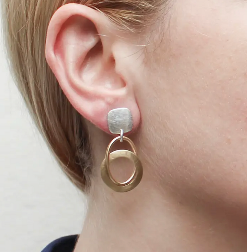 Square Disc & Oval Ring Earring