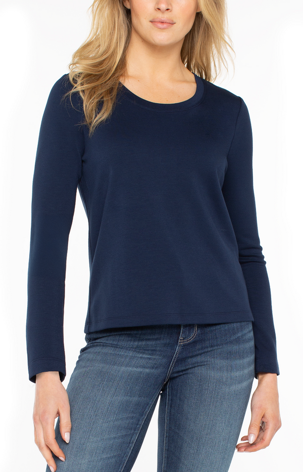 Navy Scoop Neck Top