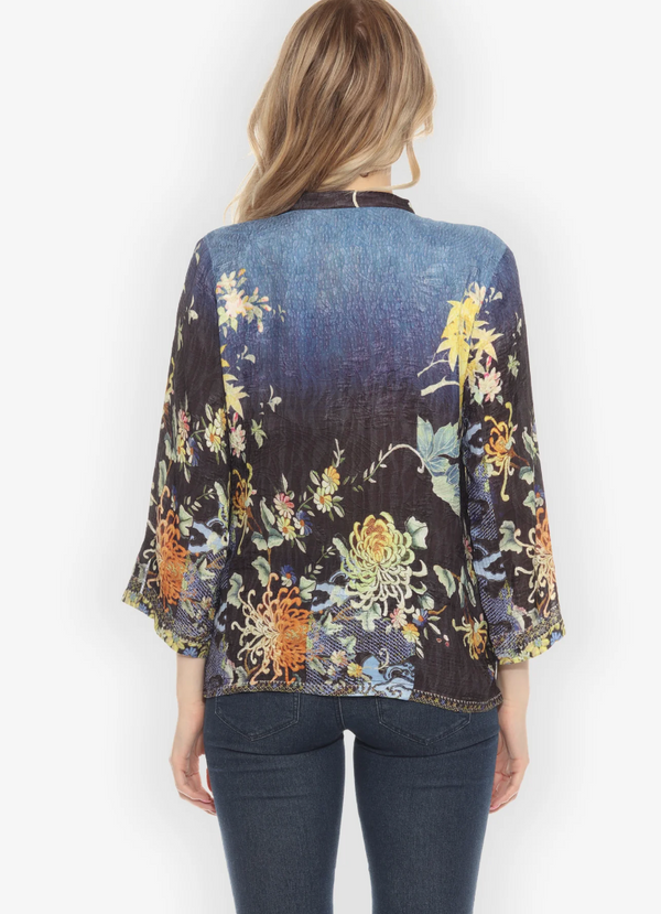 Mums Border Silk Blouse