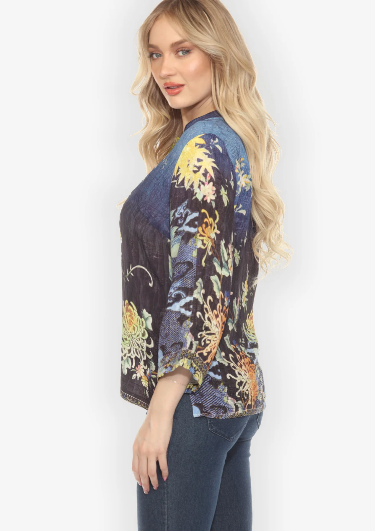 Mums Border Silk Blouse