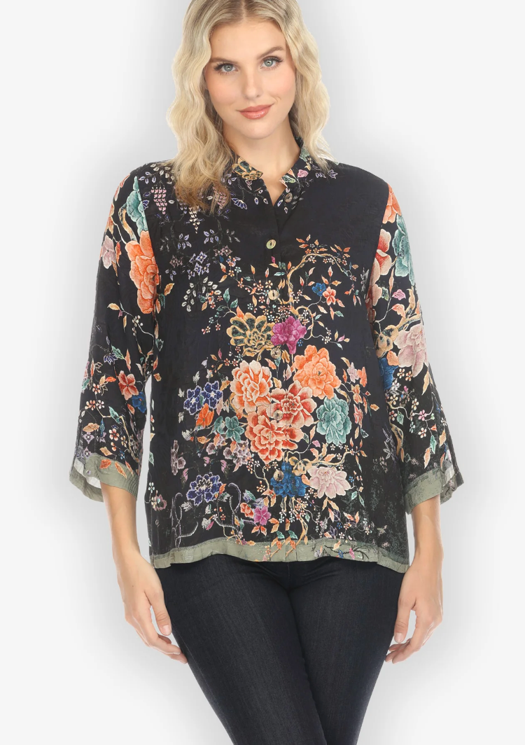 Queenly Radiant Coral Silk Blouse