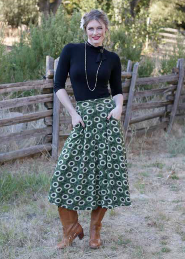 Green Sunflower Skirt