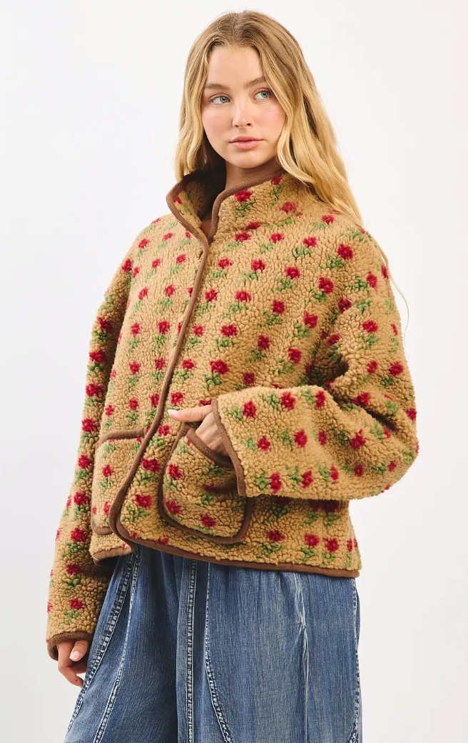 Brown Sherpa Rose Jacket