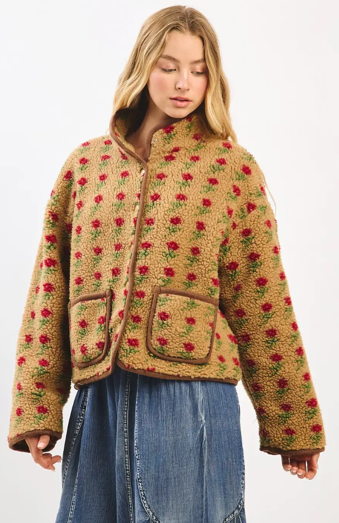 Brown Sherpa Rose Jacket