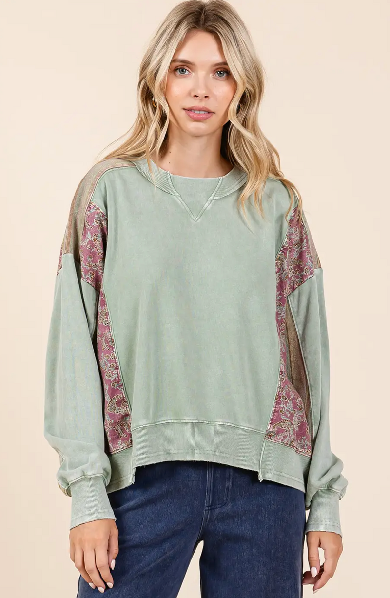 Sage Patchwork Top