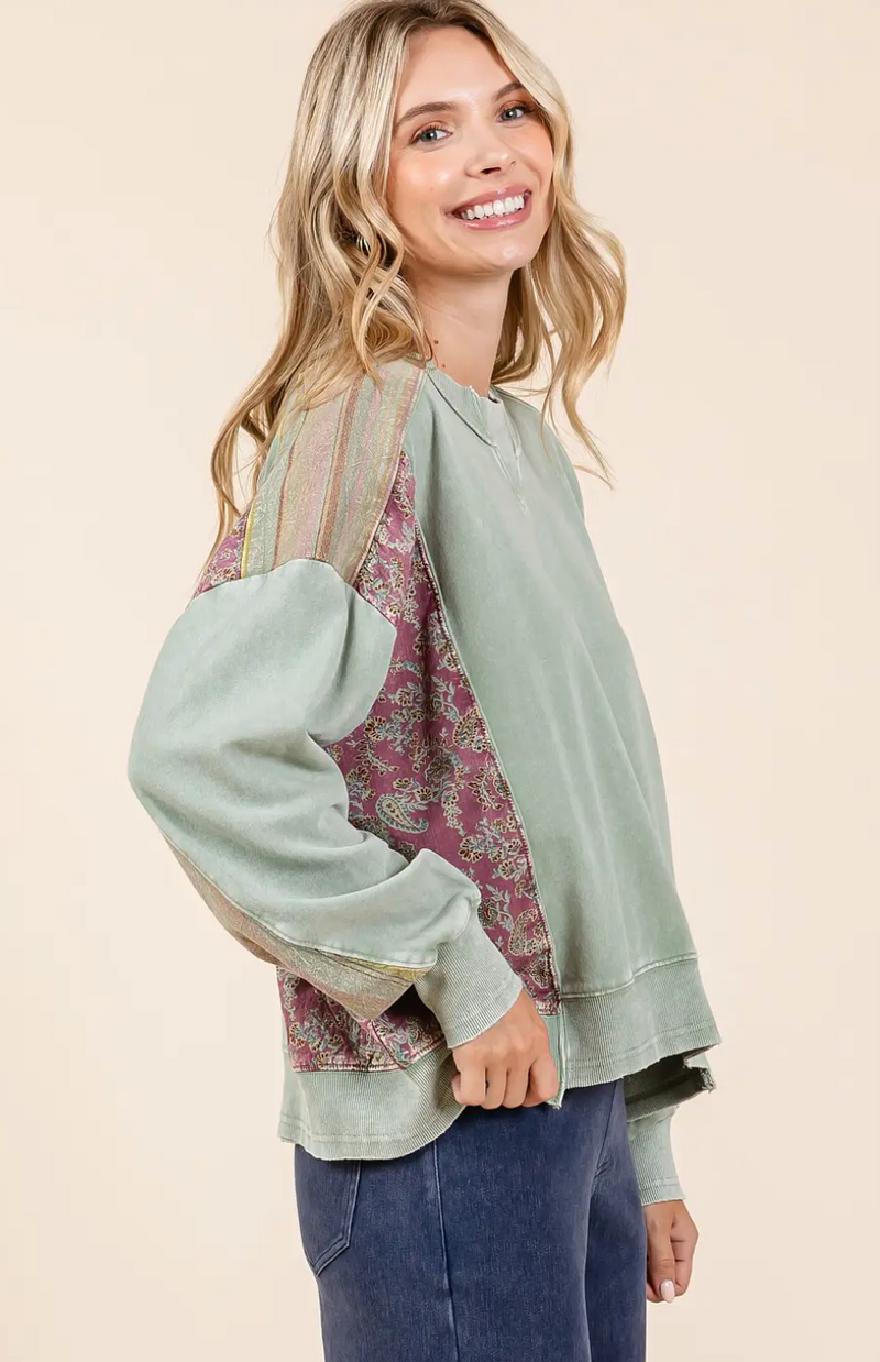 Sage Patchwork Top