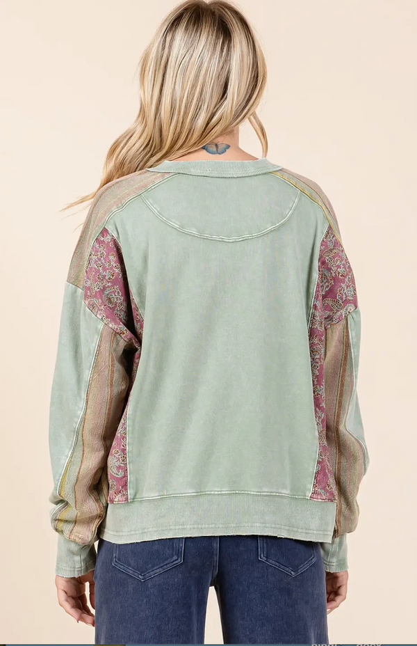 Sage Patchwork Top