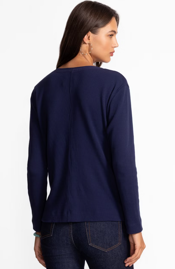 Blue Knight Embroidered Thermal Henley