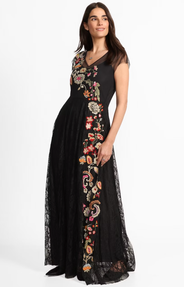 Black Embroidered Maxi Dress