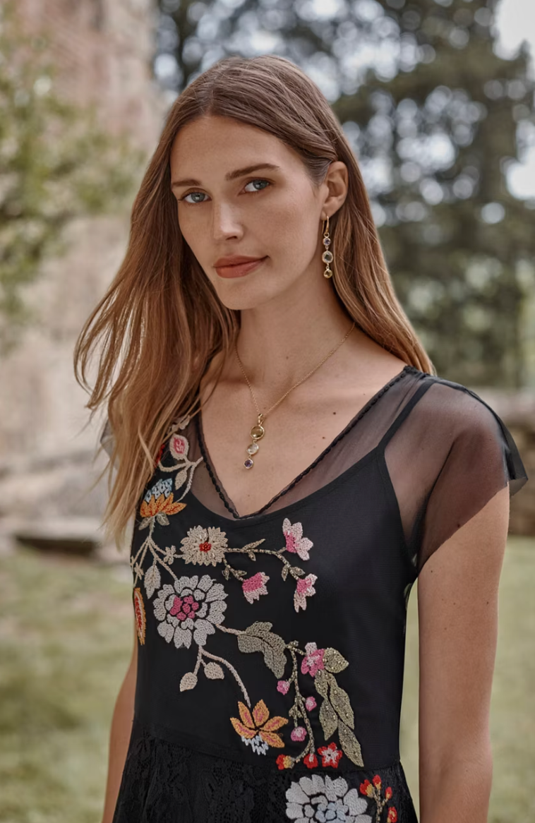 Black Embroidered Maxi Dress