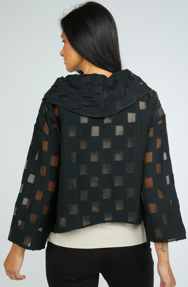 Black Checkered Mesh Top